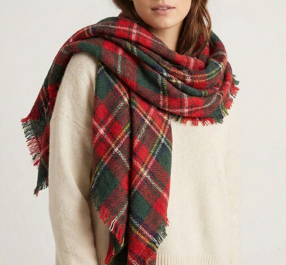 Red Green Blanket Scarf 54" x 56"
